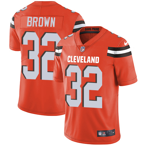Nike Browns #32 Jim Brown Orange Alternate Men's Stitched NFL Vapor Untouchable Limited Jersey - Click Image to Close